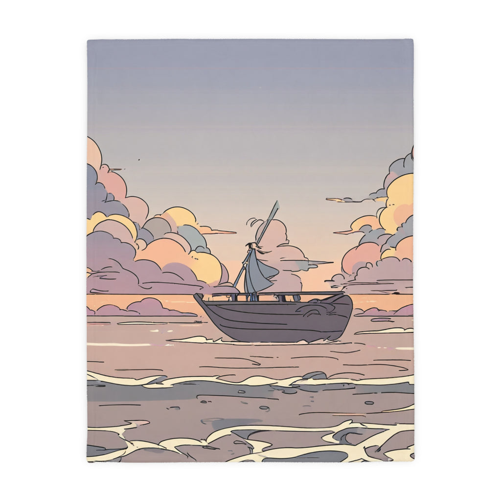 Boat Painter at Smoke-Gray Tide Velveteen Throw Blanket