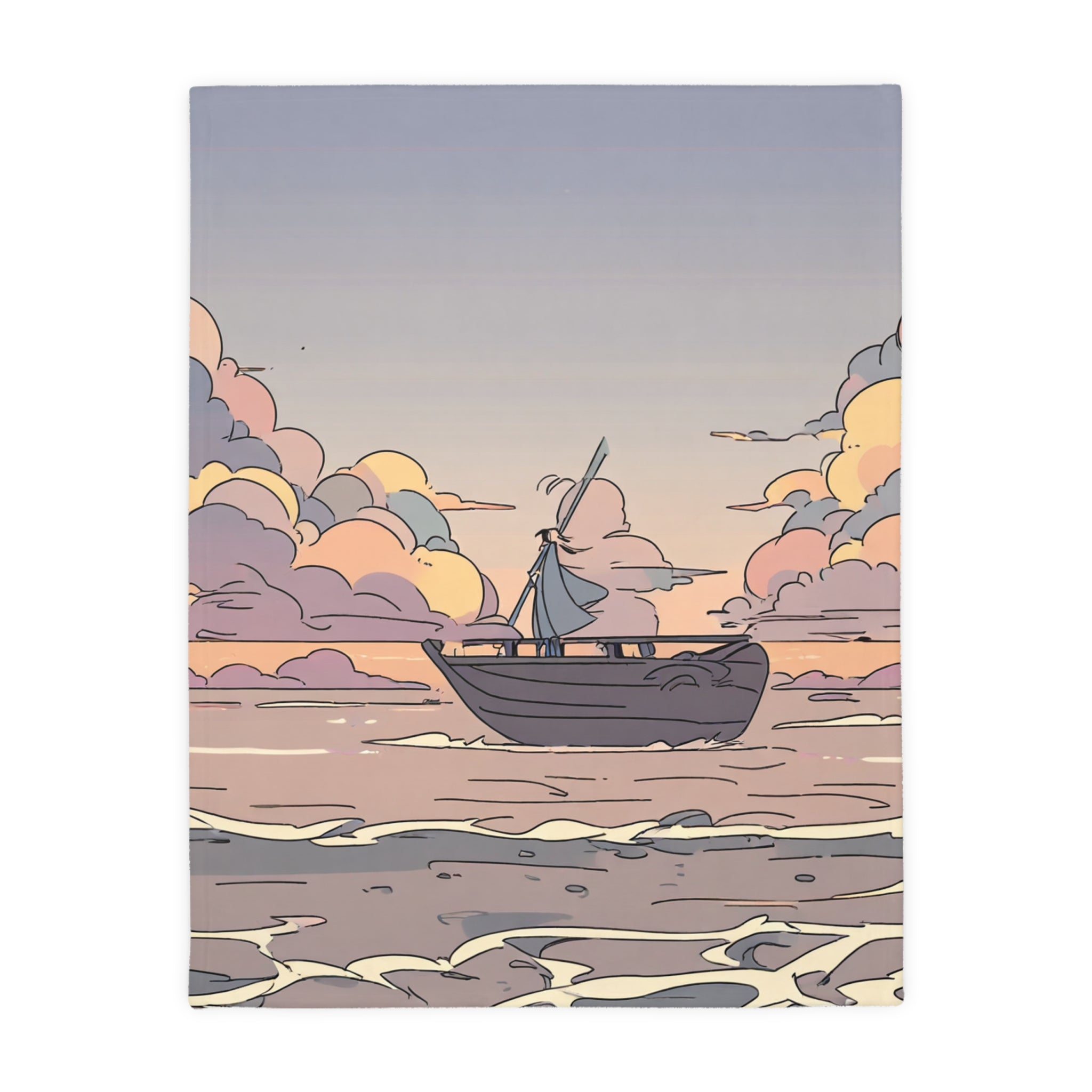 Boat Painter at Smoke-Gray Tide Velveteen Throw Blanket