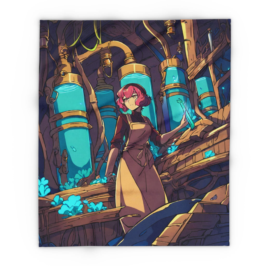 Coral Keeper in Midnight Workshop Arctic Fleece Throw Blanket