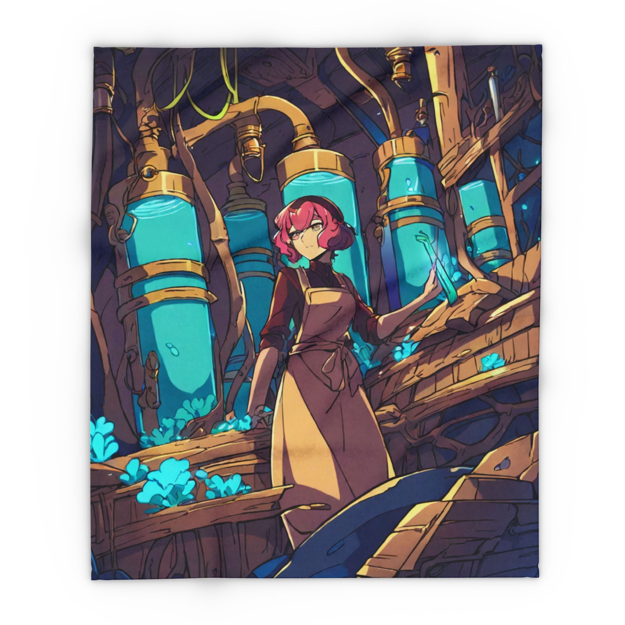 Coral Keeper in Midnight Workshop Arctic Fleece Throw Blanket