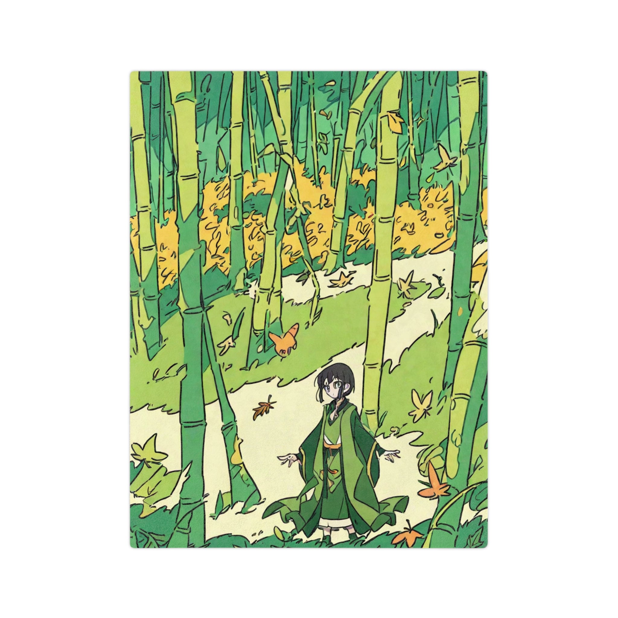 Bamboo Flute Maker in the Moss Grove Velveteen Throw Blanket
