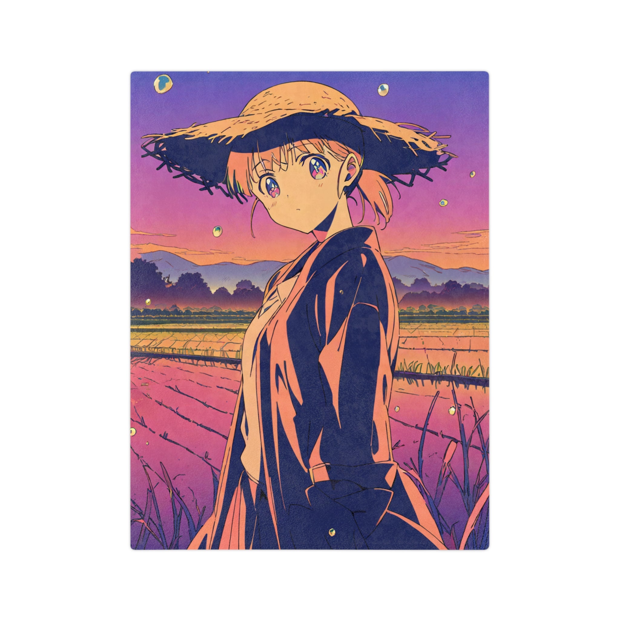 Rice Paddy Farmer Hat Velveteen Throw Blanket
