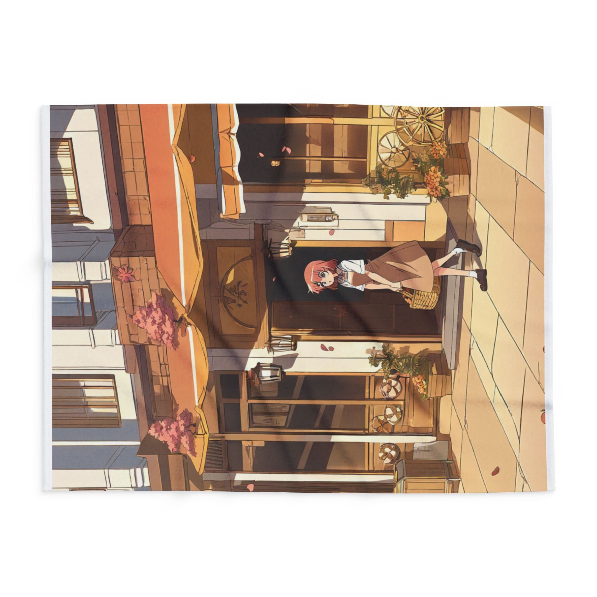Anime bakery girl at golden hour