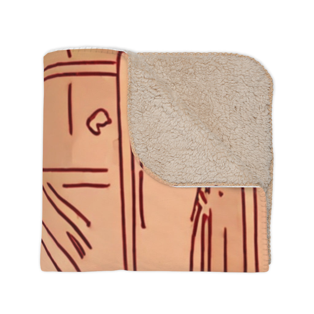 Soy Sauce Cooper in Amber Warehouse Tan Sherpa Throw Blanket