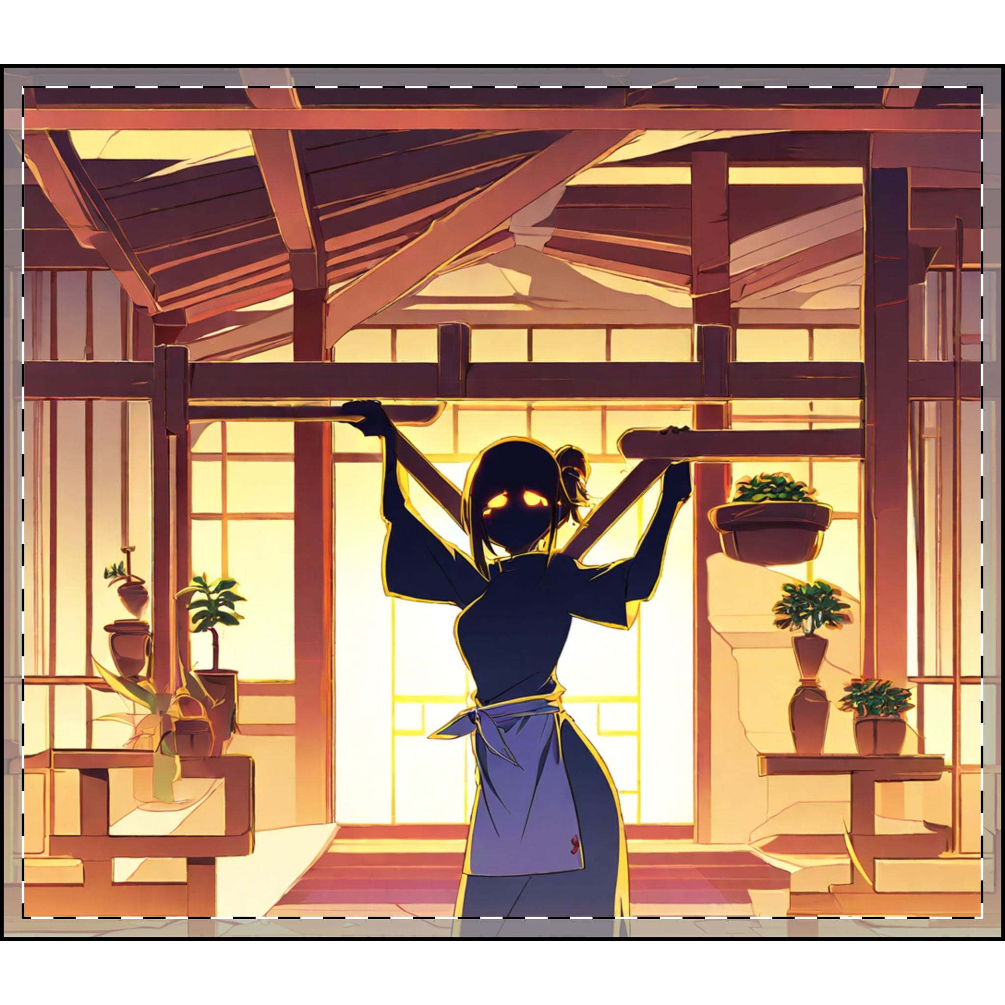 Rice Paper Merchant in Sunlit Courtyard Velveteen Throw Blanket
