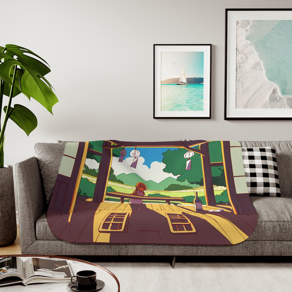 Bento Seller at the Summer Station Sherpa Throw Blanket