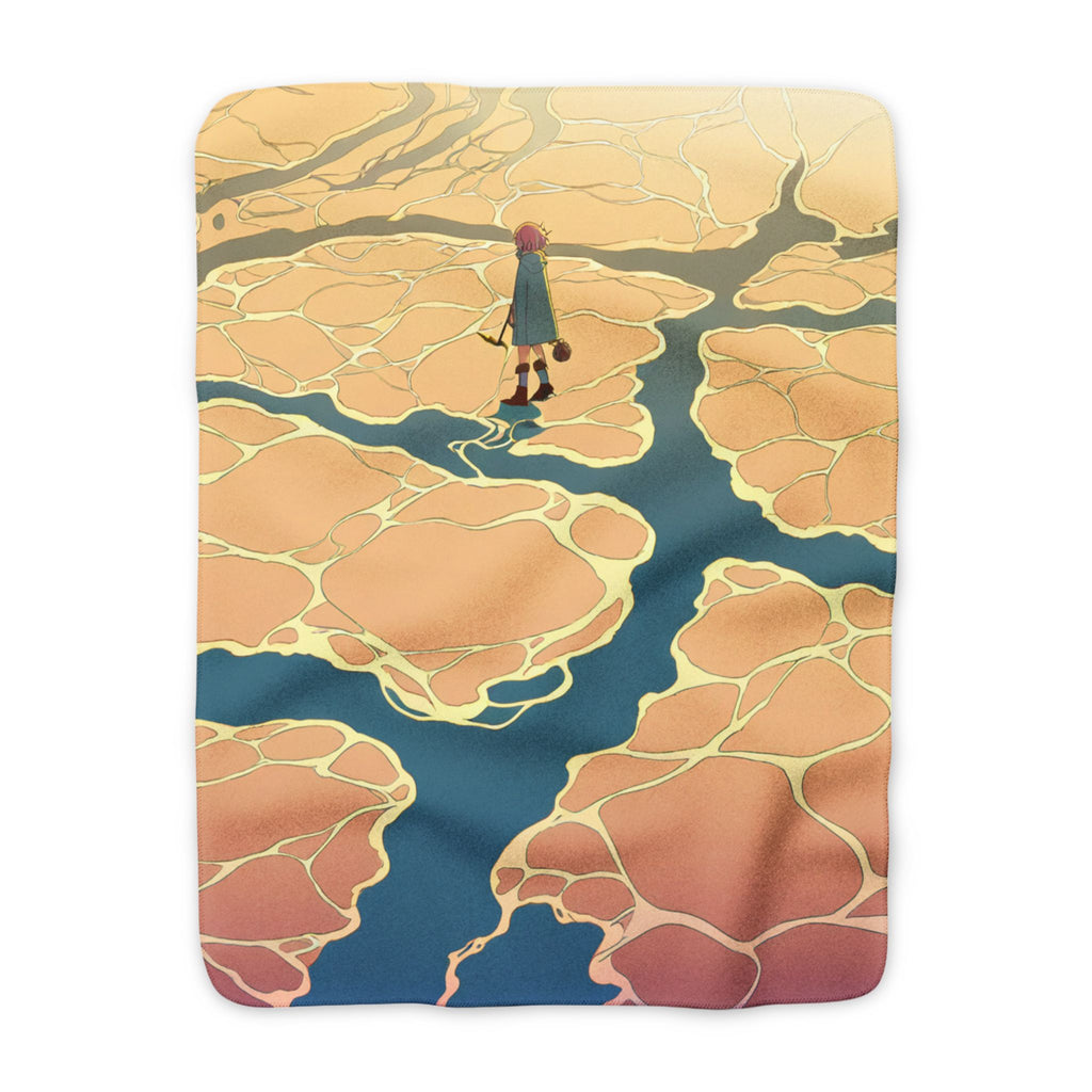 Seaweed Harvester Tidal Flats Sherpa Fleece Throw Blanket