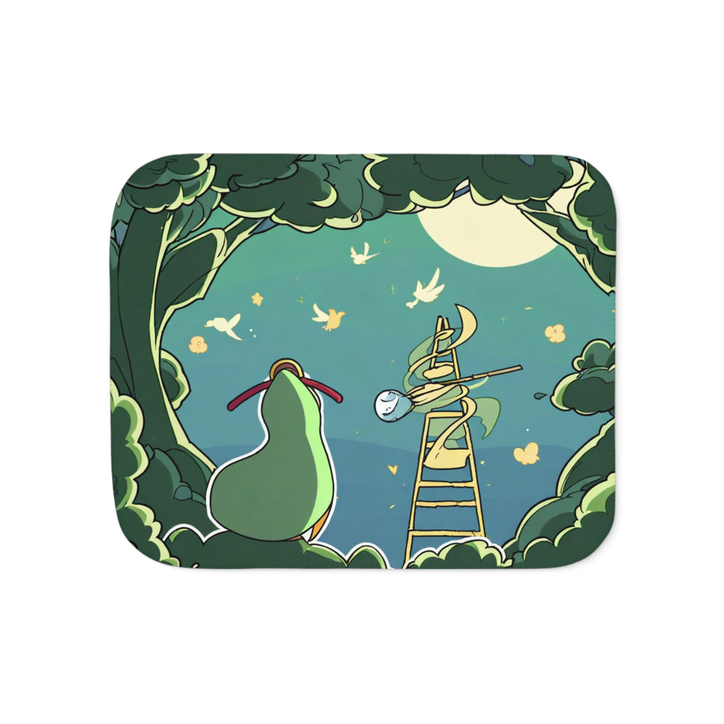 Wind Chime Tuner in the Moonlit Grove Sherpa Throw Blanket