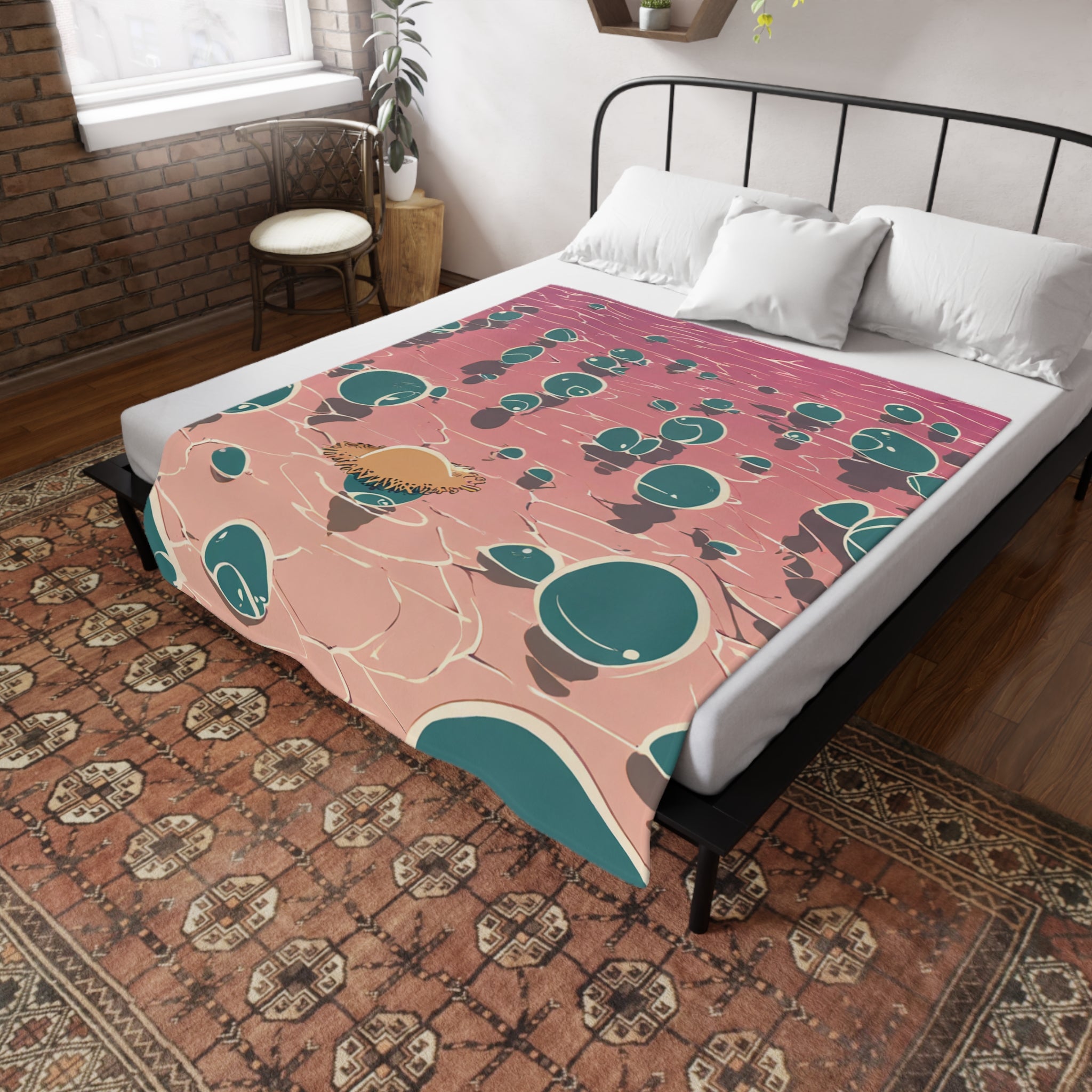 Lotus Keeper in Pink Dawn Waters Plush Fleece Throw Blanket