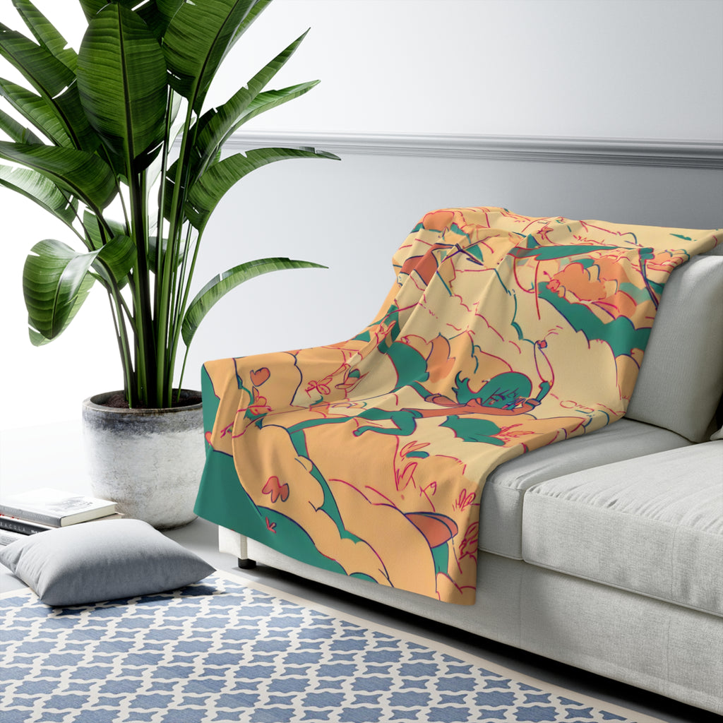 Kite Messenger on Golden Hillside Sherpa Throw Blanket