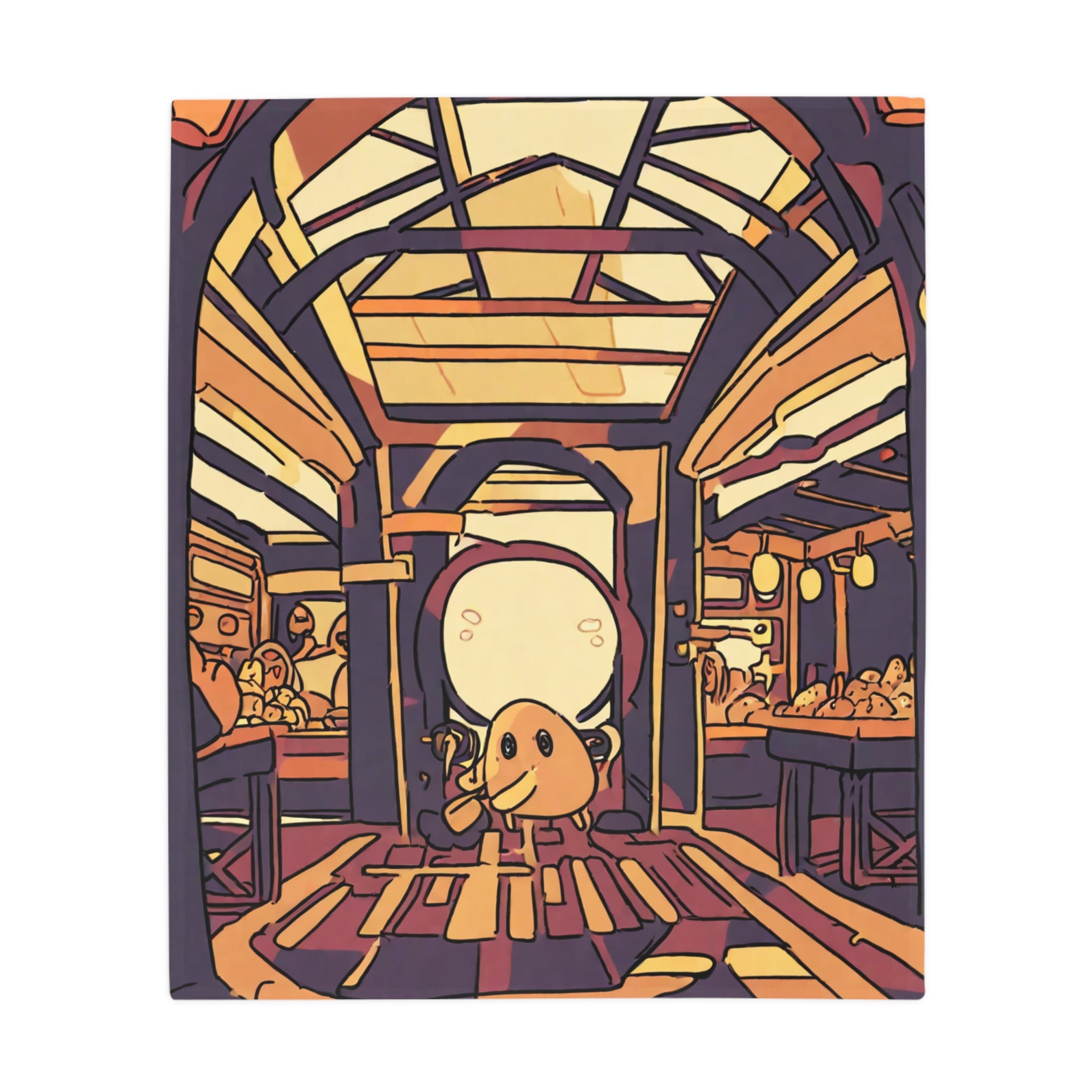 Night Market Noodle Archway Plush Fleece Throw Blanket