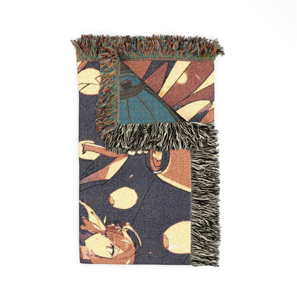 Fire-Watching Spirit on Summer Rooftop Woven Throw Blanket