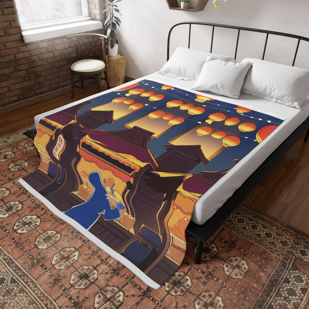Night Market Grilled Corn Fleece Throw Blanket