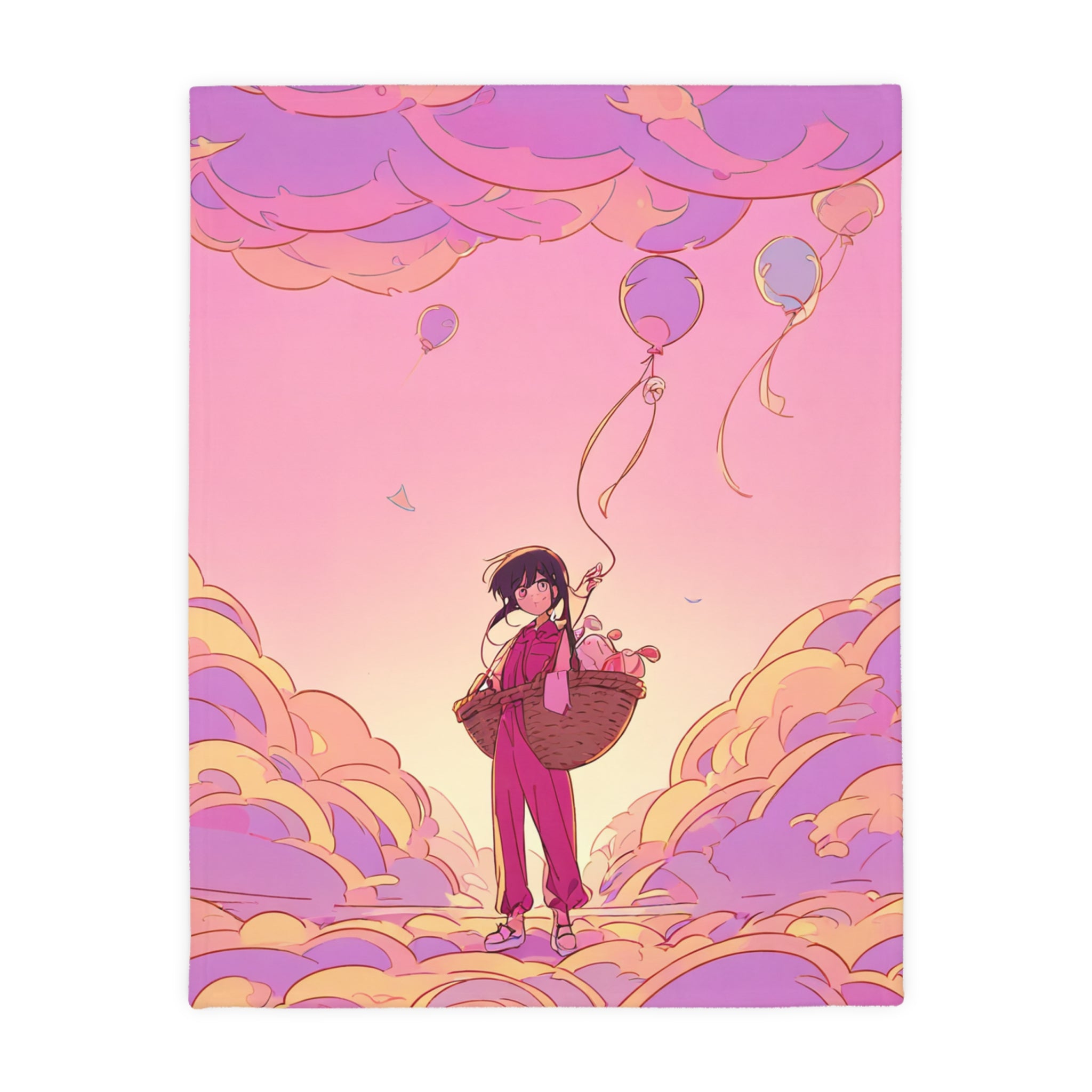 Dawn-Pink Balloon Mender Velveteen Throw Blanket