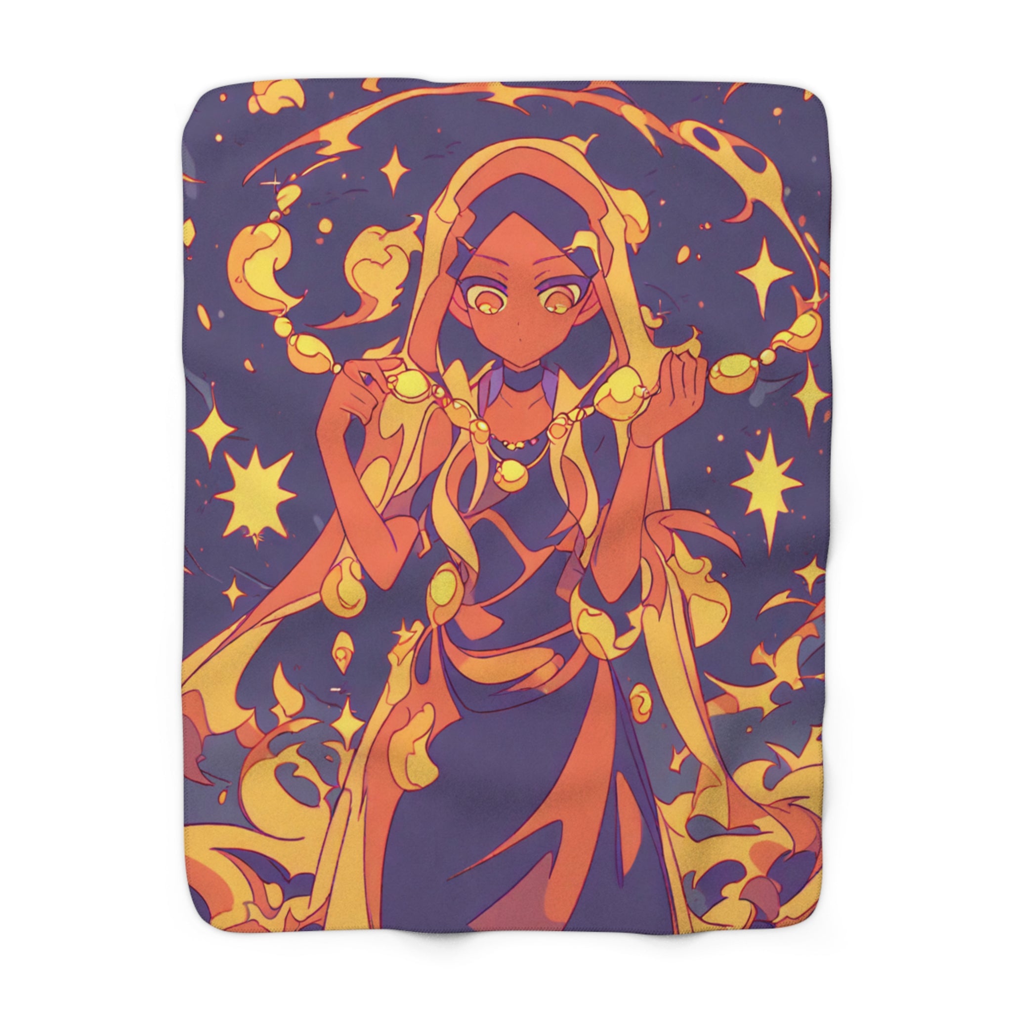Volcanic Glass Bead Stringer Sherpa Throw Blanket