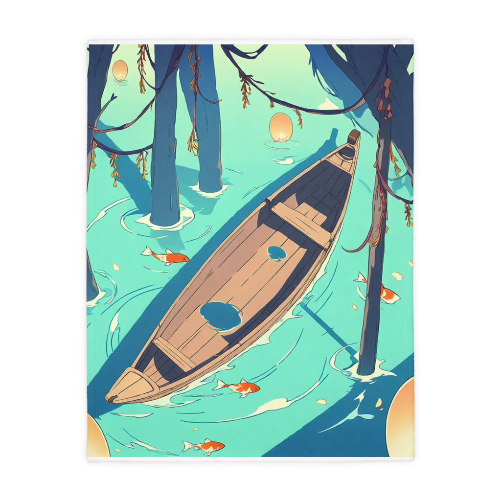 Floating Market Vendor Wooden Sherpa Throw Blanket