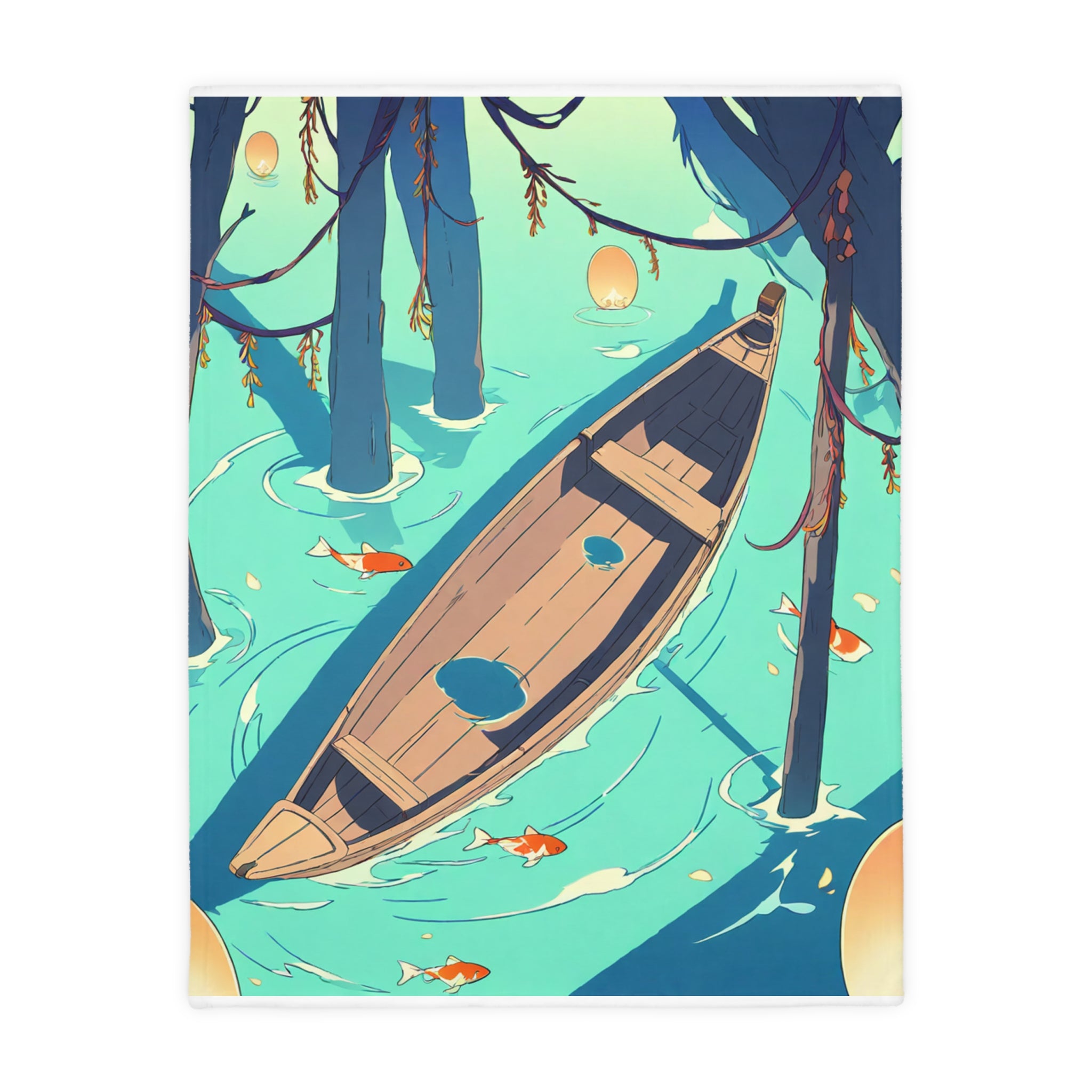 Floating Market Vendor Wooden Sherpa Throw Blanket