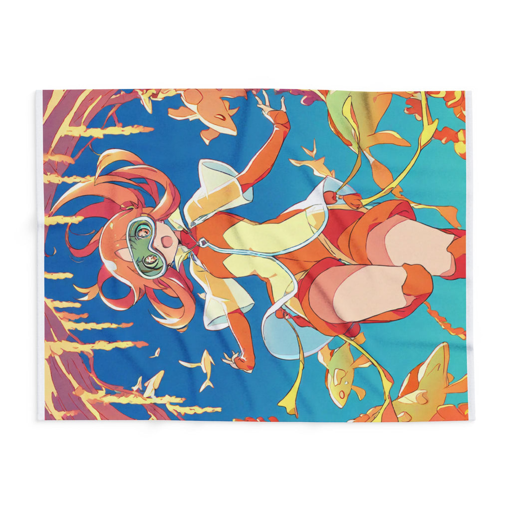 Coral Reef Diver Sherpa Fleece Throw Blanket