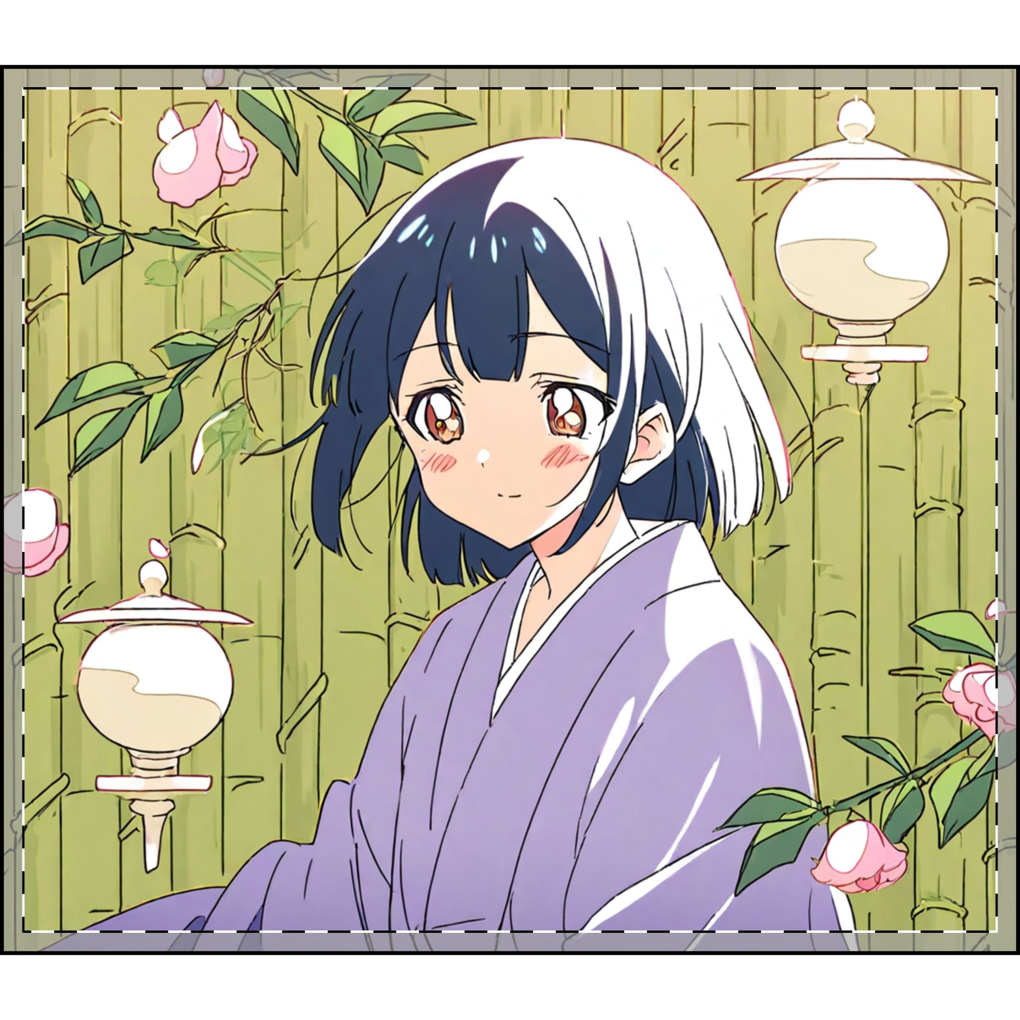 Tea Ceremony Student in Morning Garden Velveteen Throw Blanket
