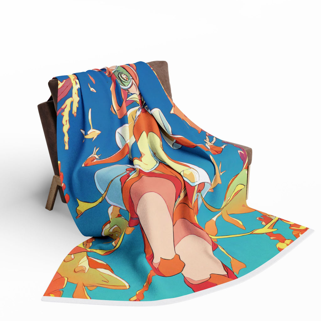 Coral Reef Diver Sherpa Fleece Throw Blanket
