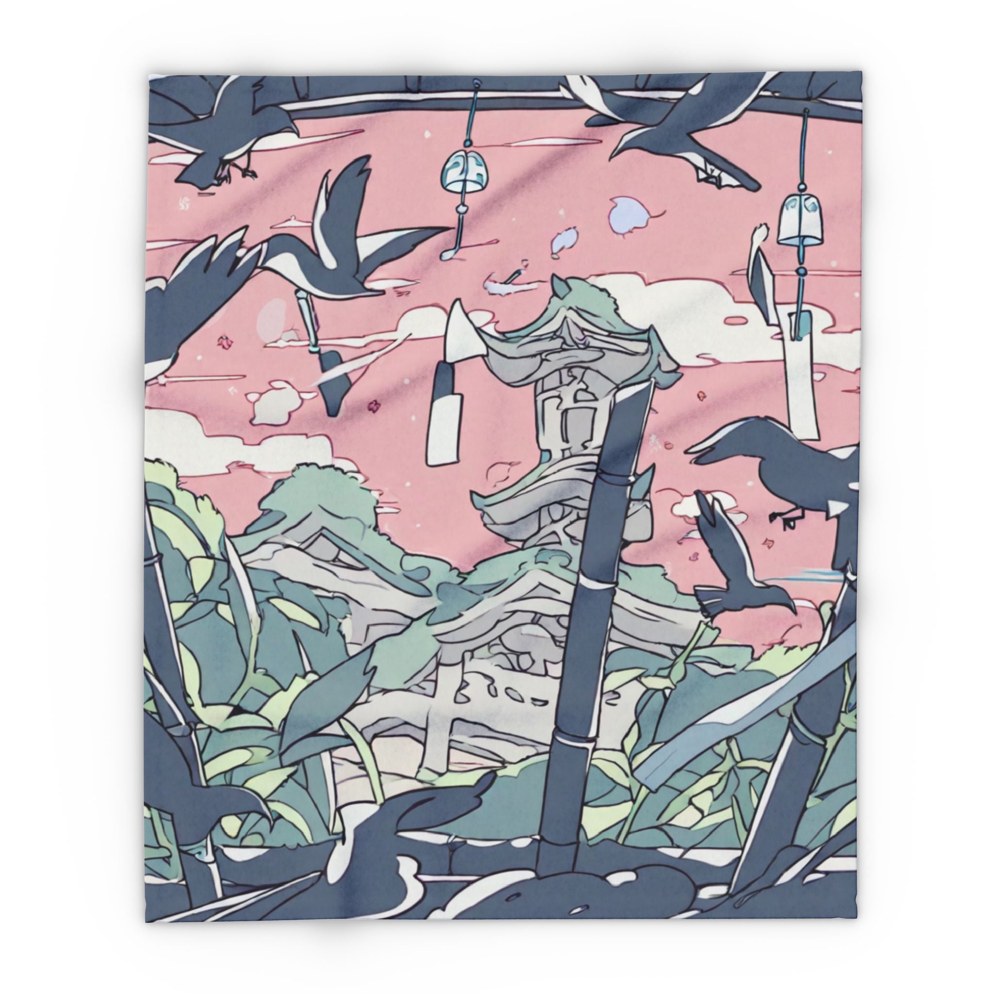 Wind Chime Arranger at the Shrine Arctic Fleece Throw Blanket