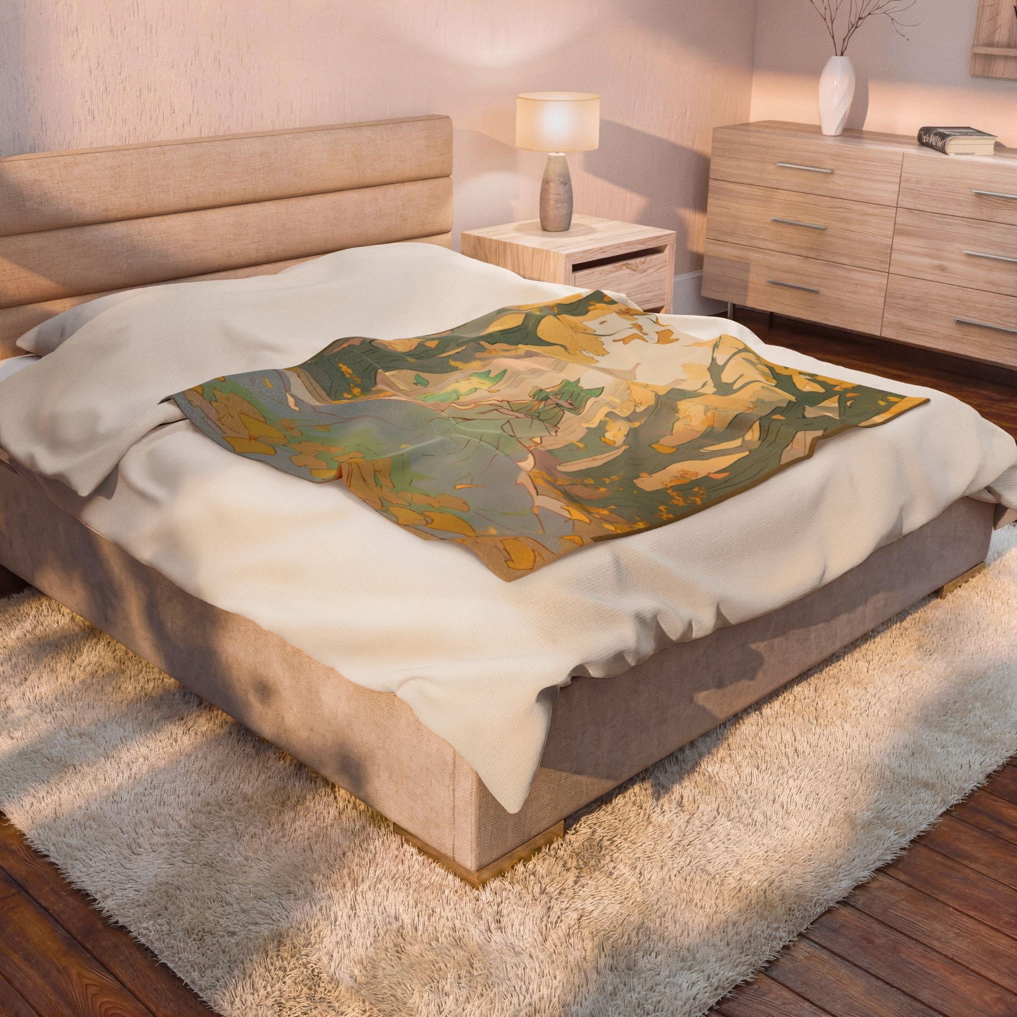 Fox Spirit in Autumn Ginkgo Grove Throw Blanket