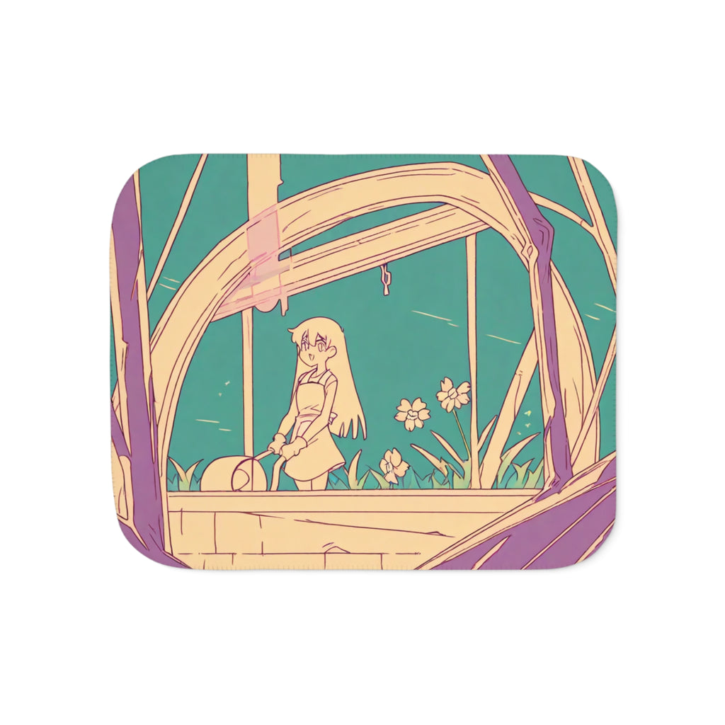 Wandering Gardener in Abandoned Railway Carriage Sherpa Throw Blanket