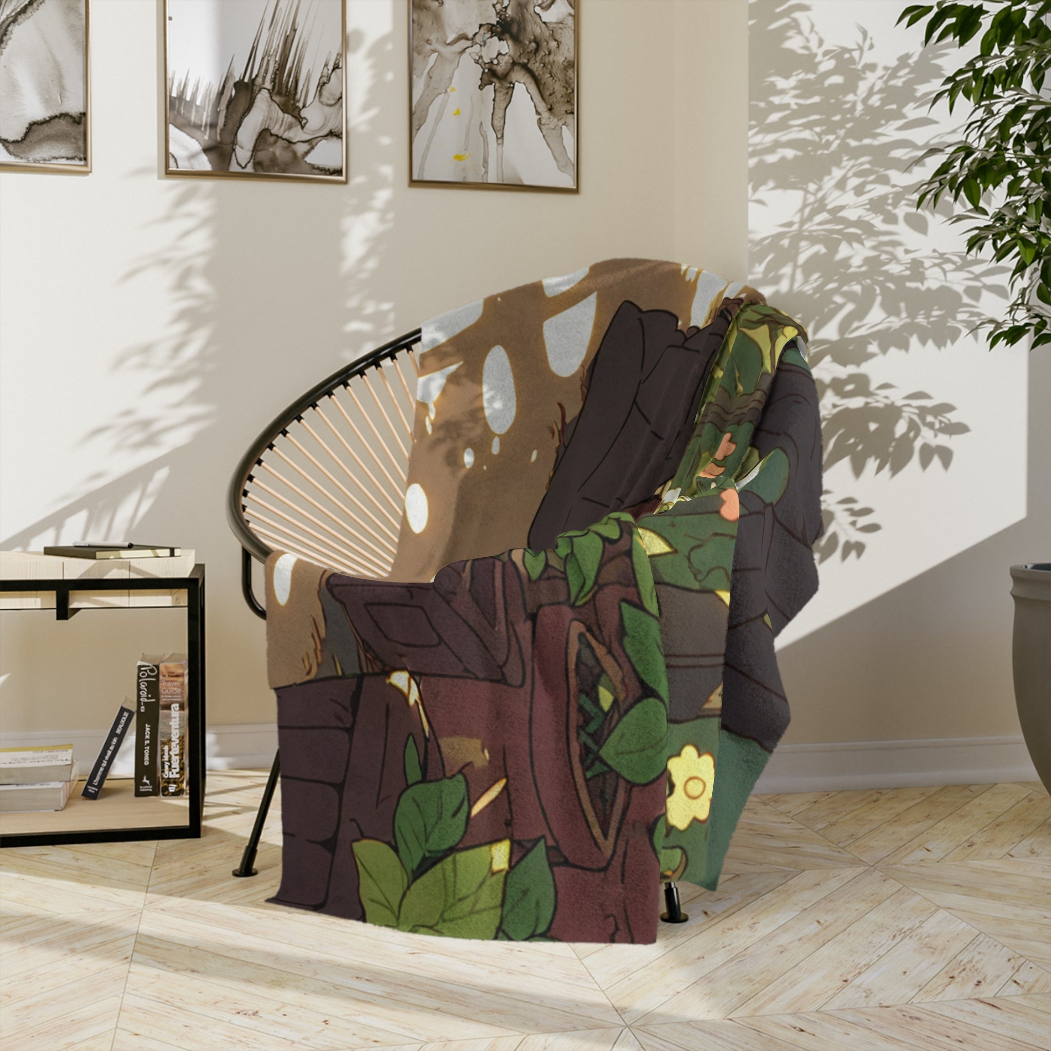 Seed Packet Illustrator in the Greenhouse Velveteen Throw Blanket