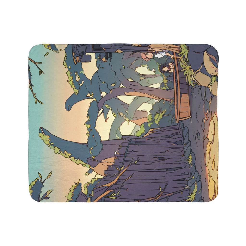 Riverside Laundress Cormorant Fisherman Sherpa Fleece Throw Blanket