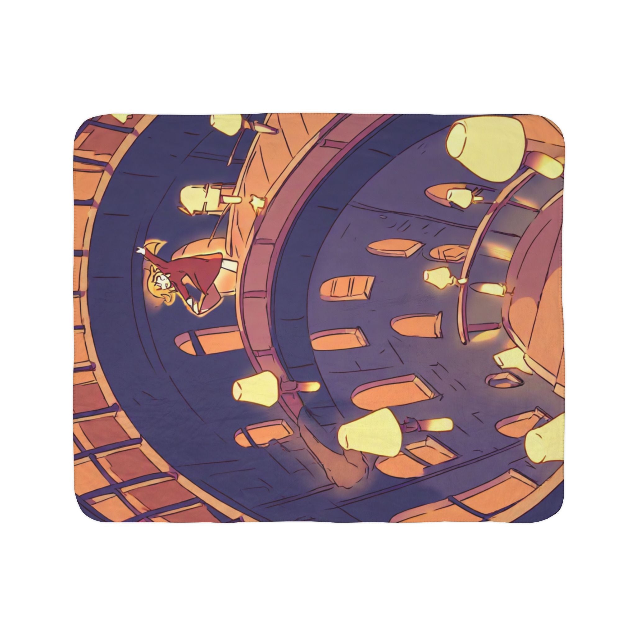 Lantern-lit spiral lighthouse staircase