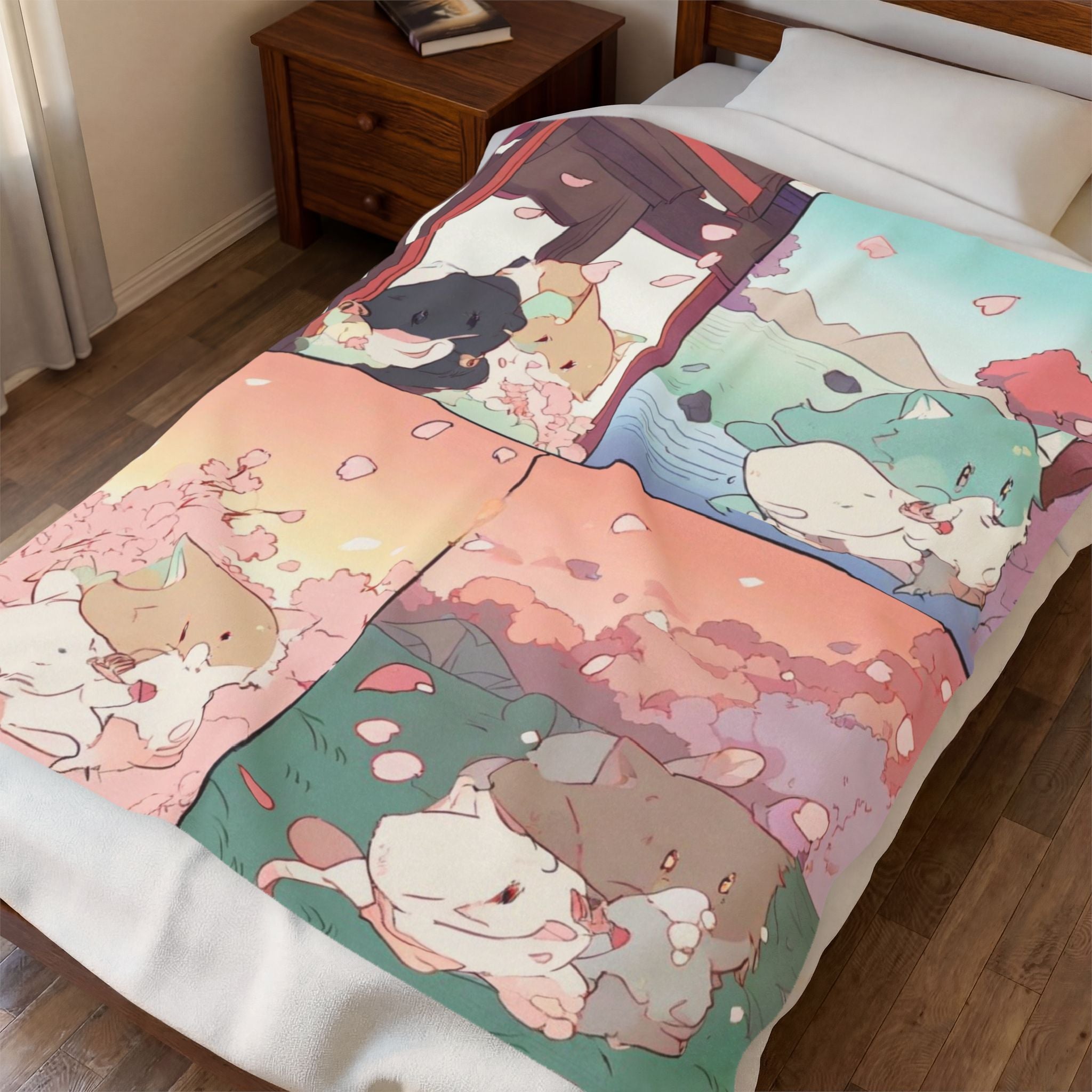 Cats enjoying cherry blossom season in cozy scenes