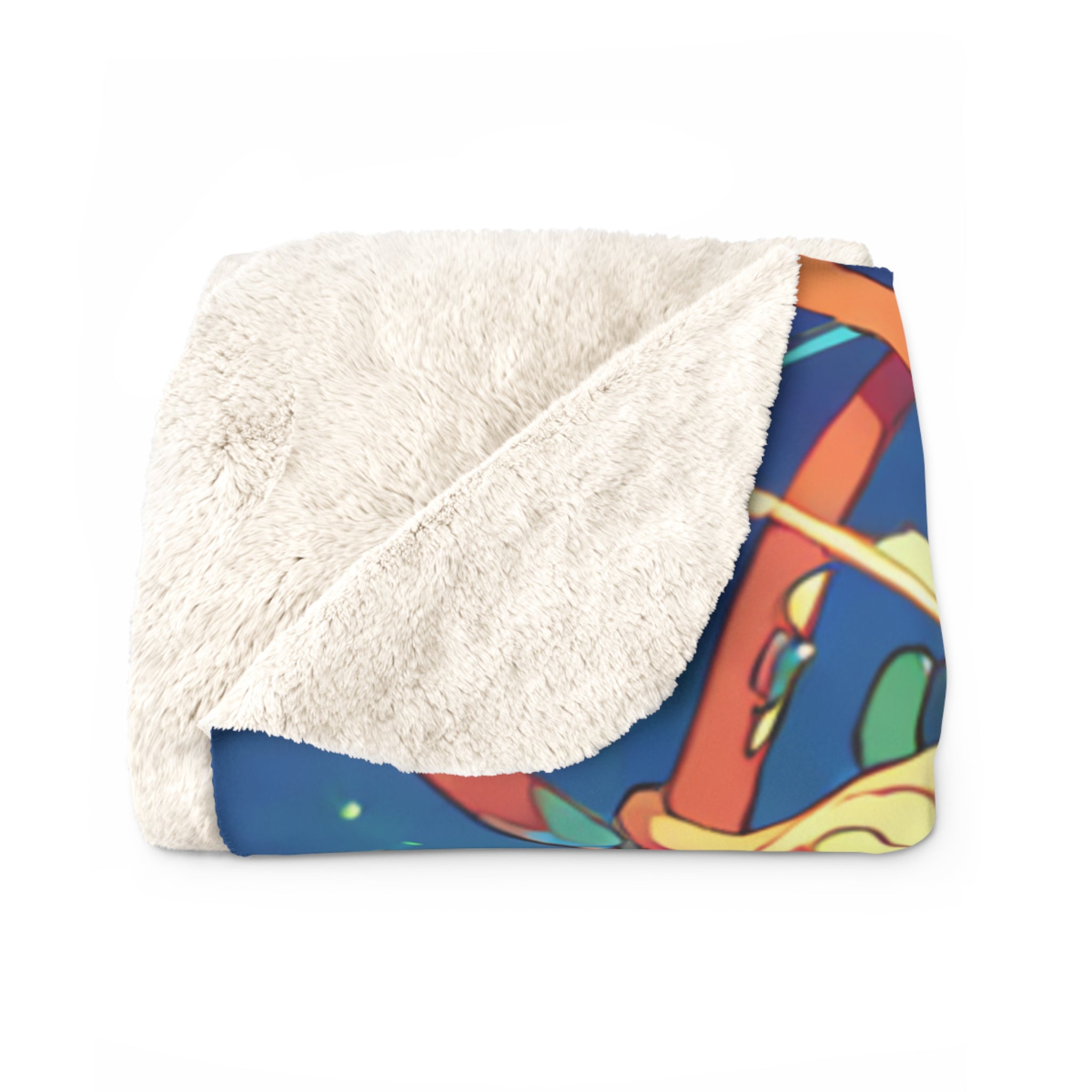 Glow-Worm Keeper in Midnight Sunflower Garden Sherpa Throw Blanket