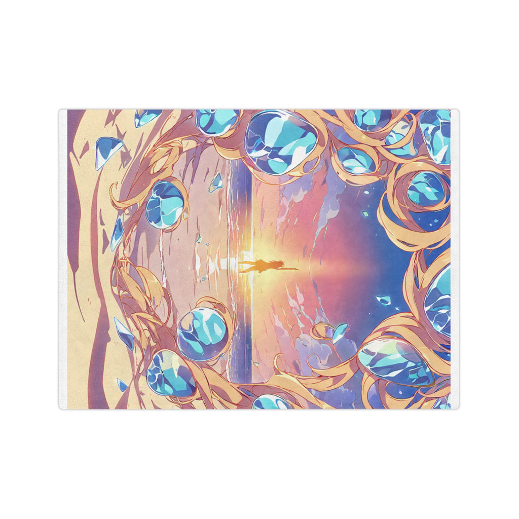 Sea-Glass Collector at the Rose Tide Line Sherpa Throw Blanket