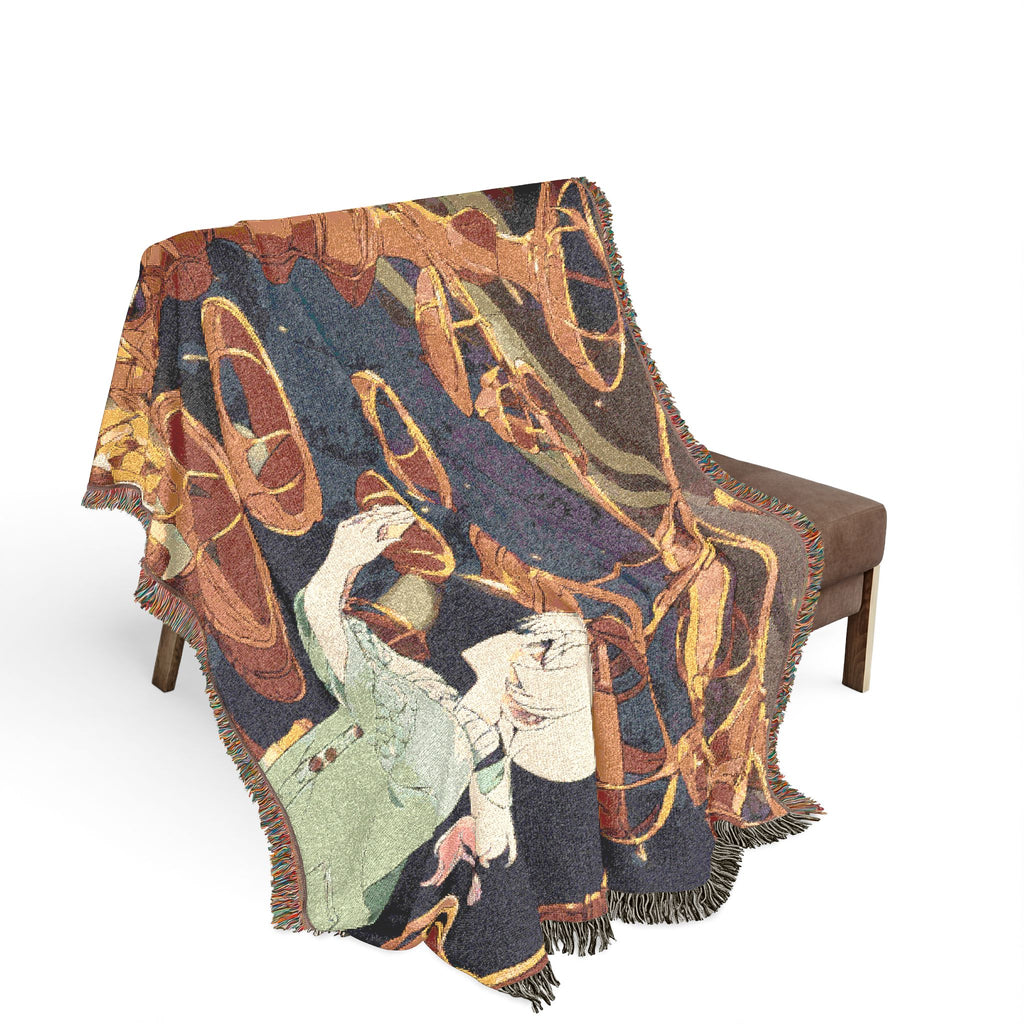 Seed Librarian in the Round Tower Woven Throw Blanket