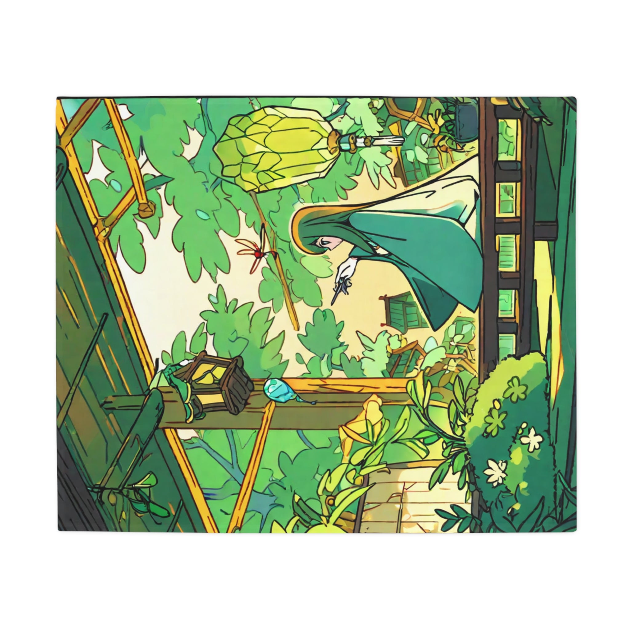 Moss Weaver at the Water Basin Plush Fleece Throw Blanket