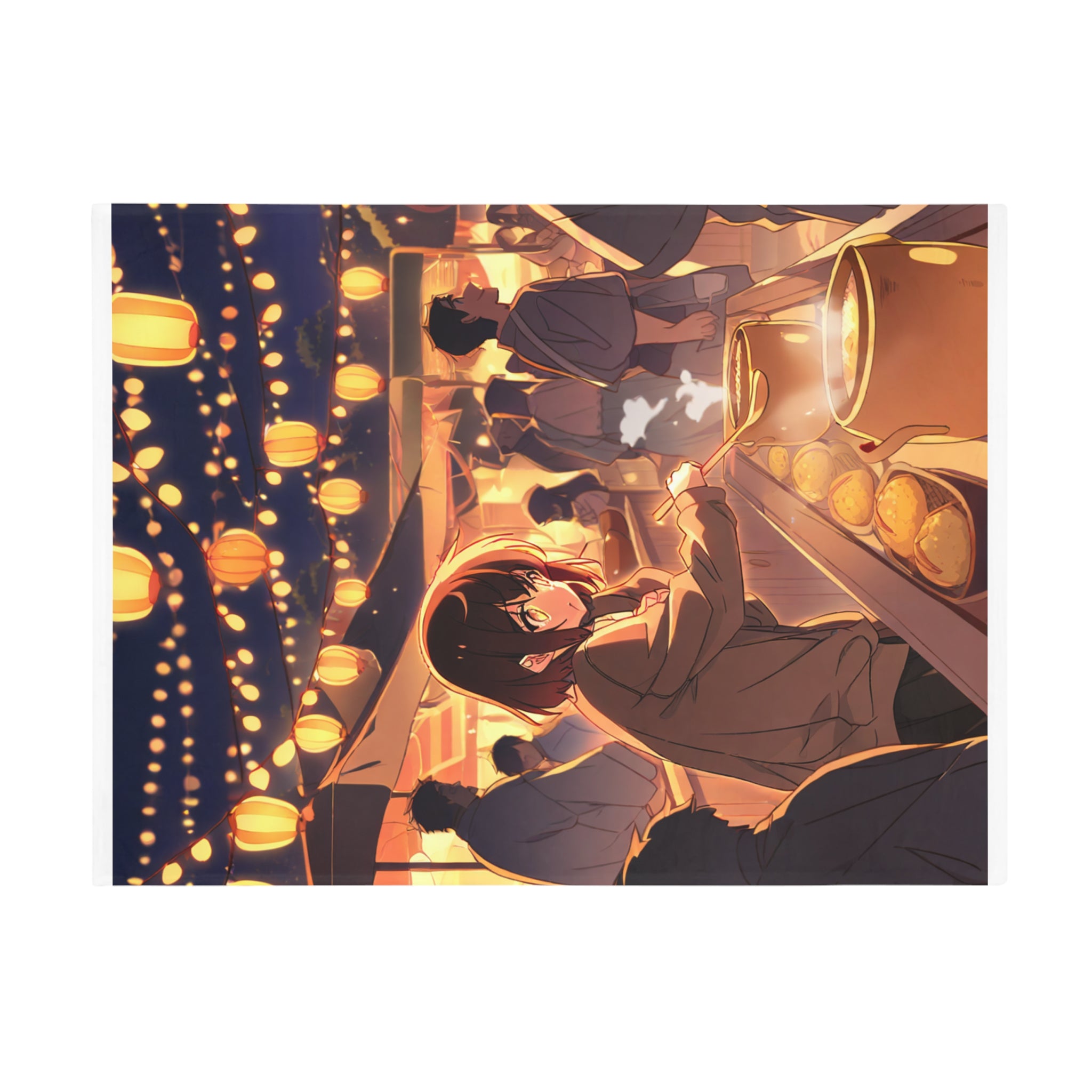 Cozy anime night market stall