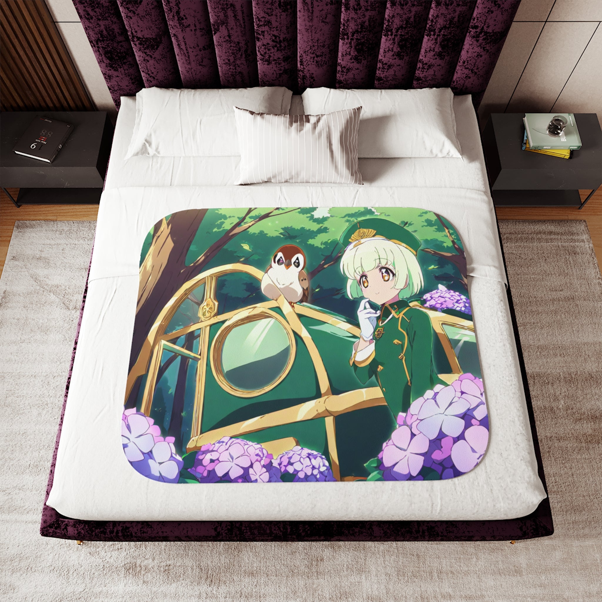 Conductor at the Hydrangea Stop Sherpa Throw Blanket