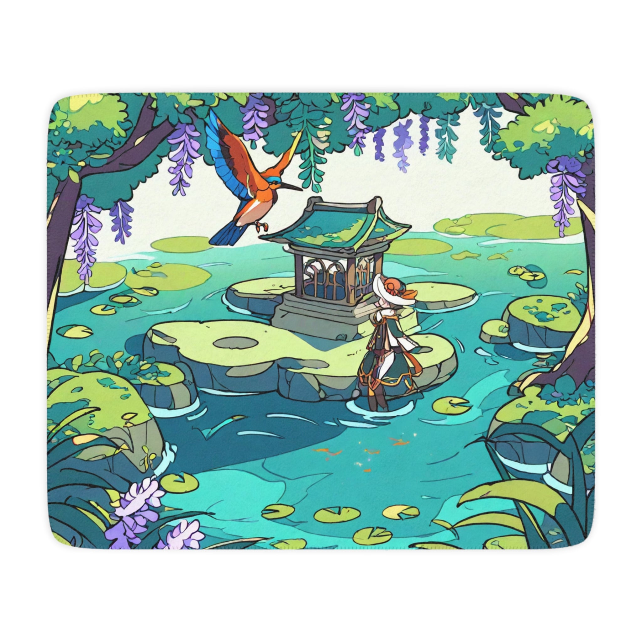 Cloud Pine Pruner in the Sunken Garden Velveteen Throw Blanket