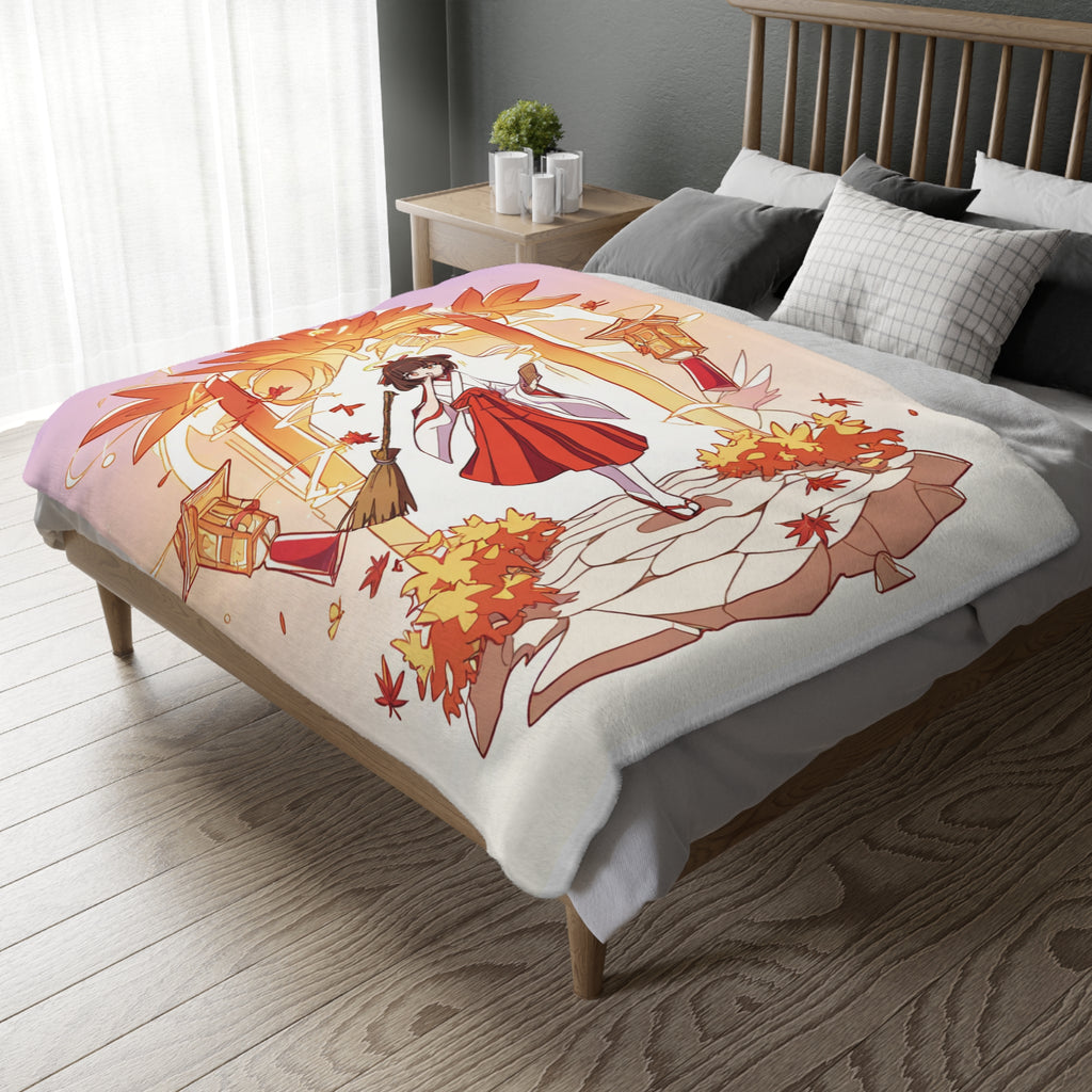 Shrine Maiden at the Autumn Gate Sherpa Throw Blanket