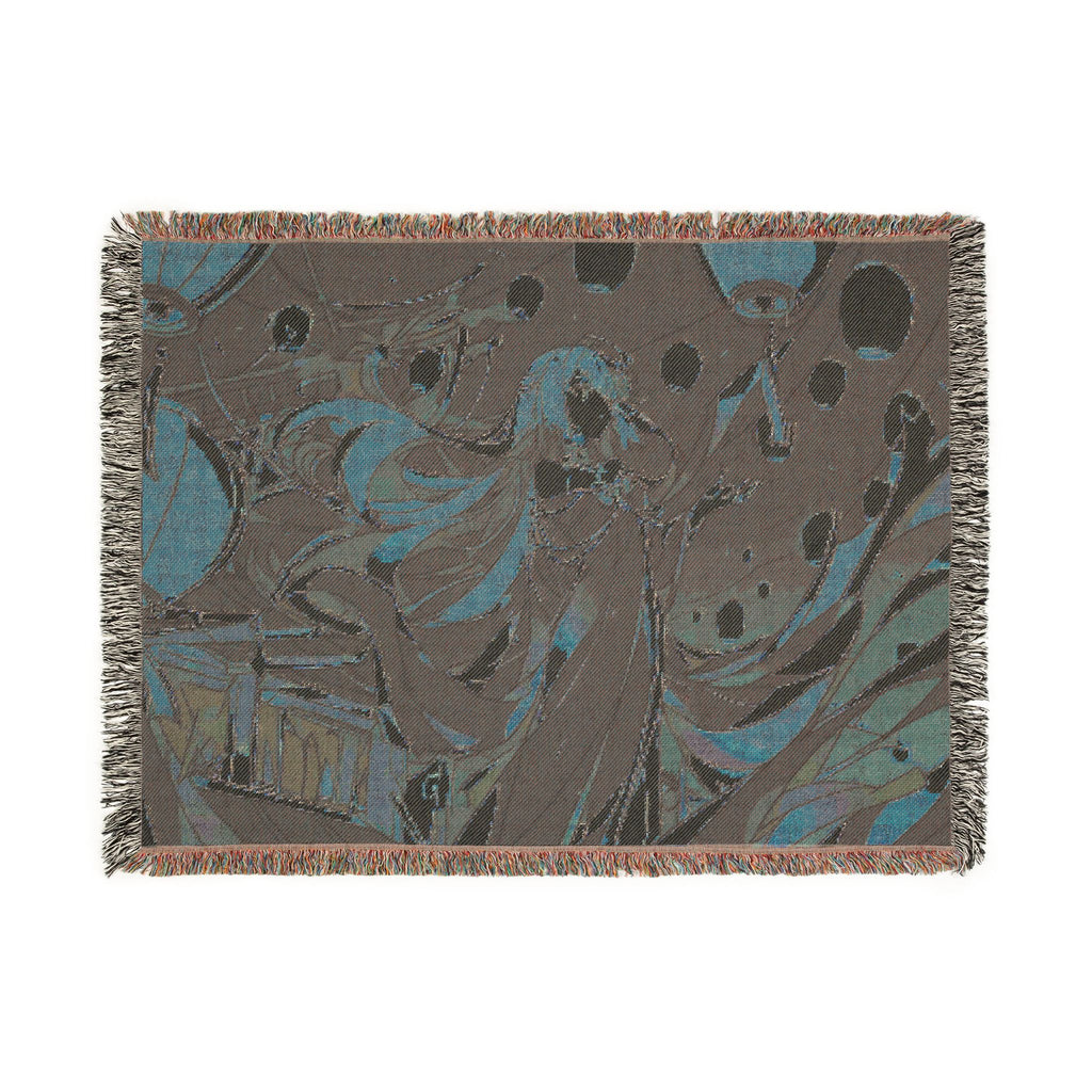 Fire-Watching Spirit on Summer Rooftop Woven Throw Blanket