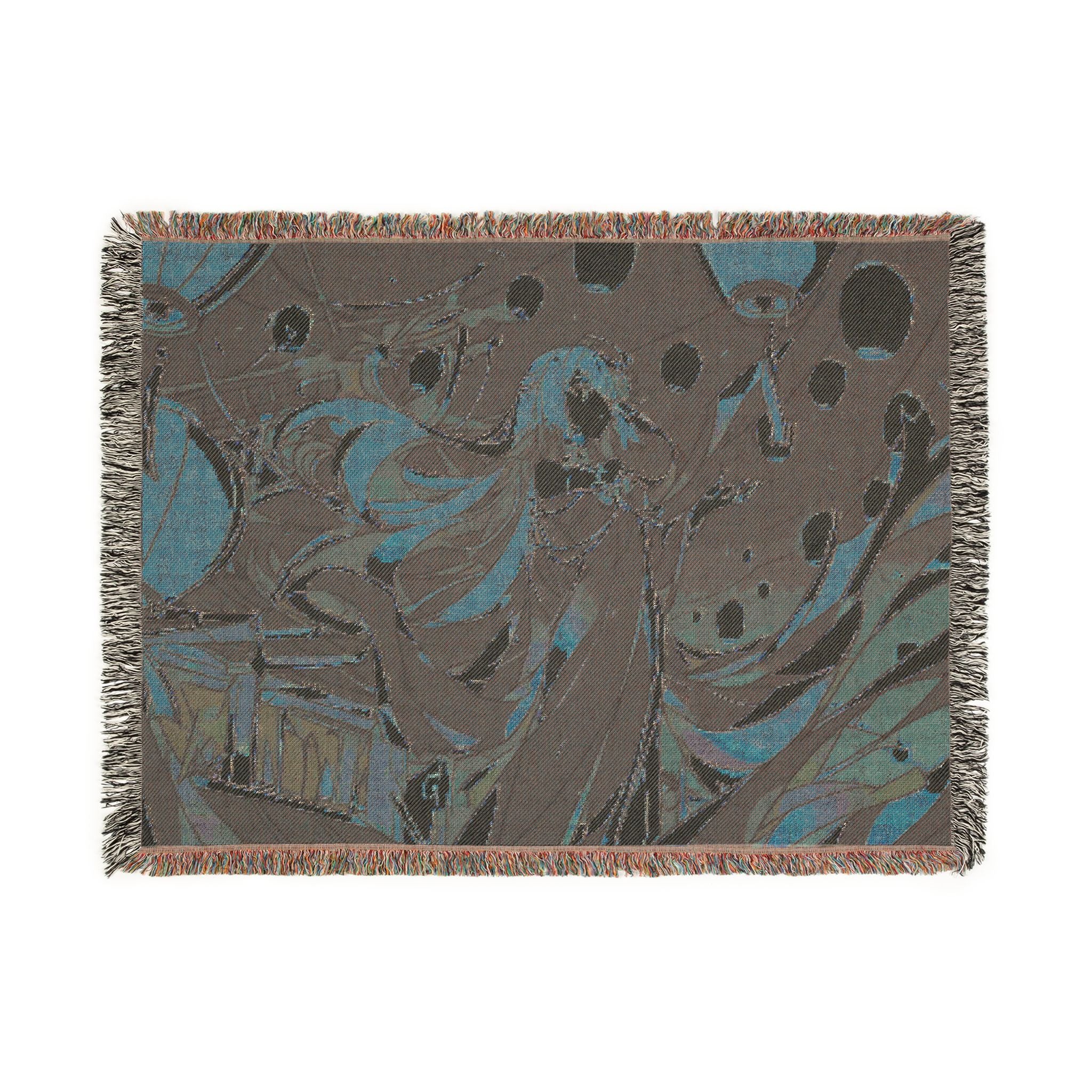Fire-Watching Spirit on Summer Rooftop Woven Throw Blanket