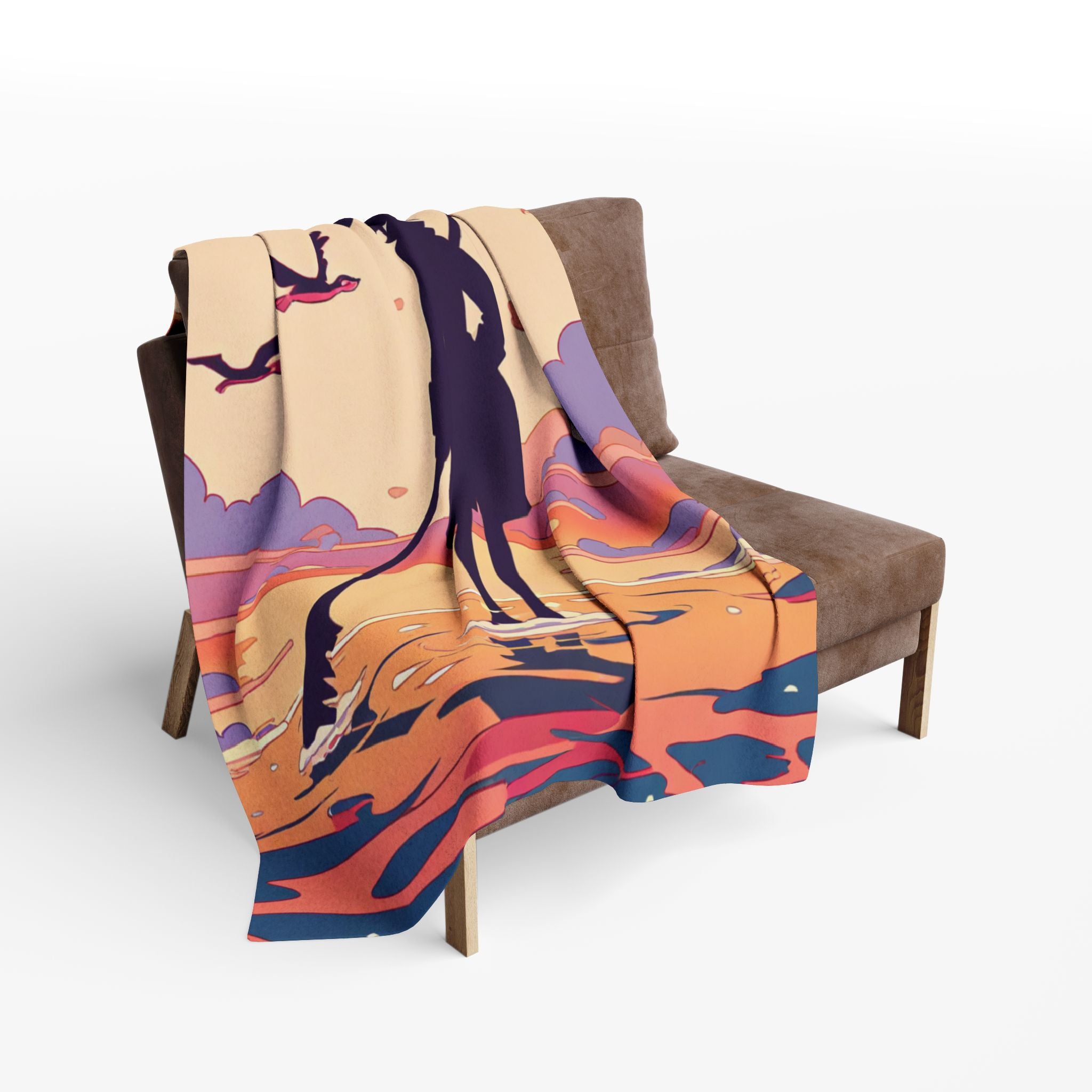 Salt Flat Raker at Rose-Dusk Water Arctic Fleece Throw Blanket