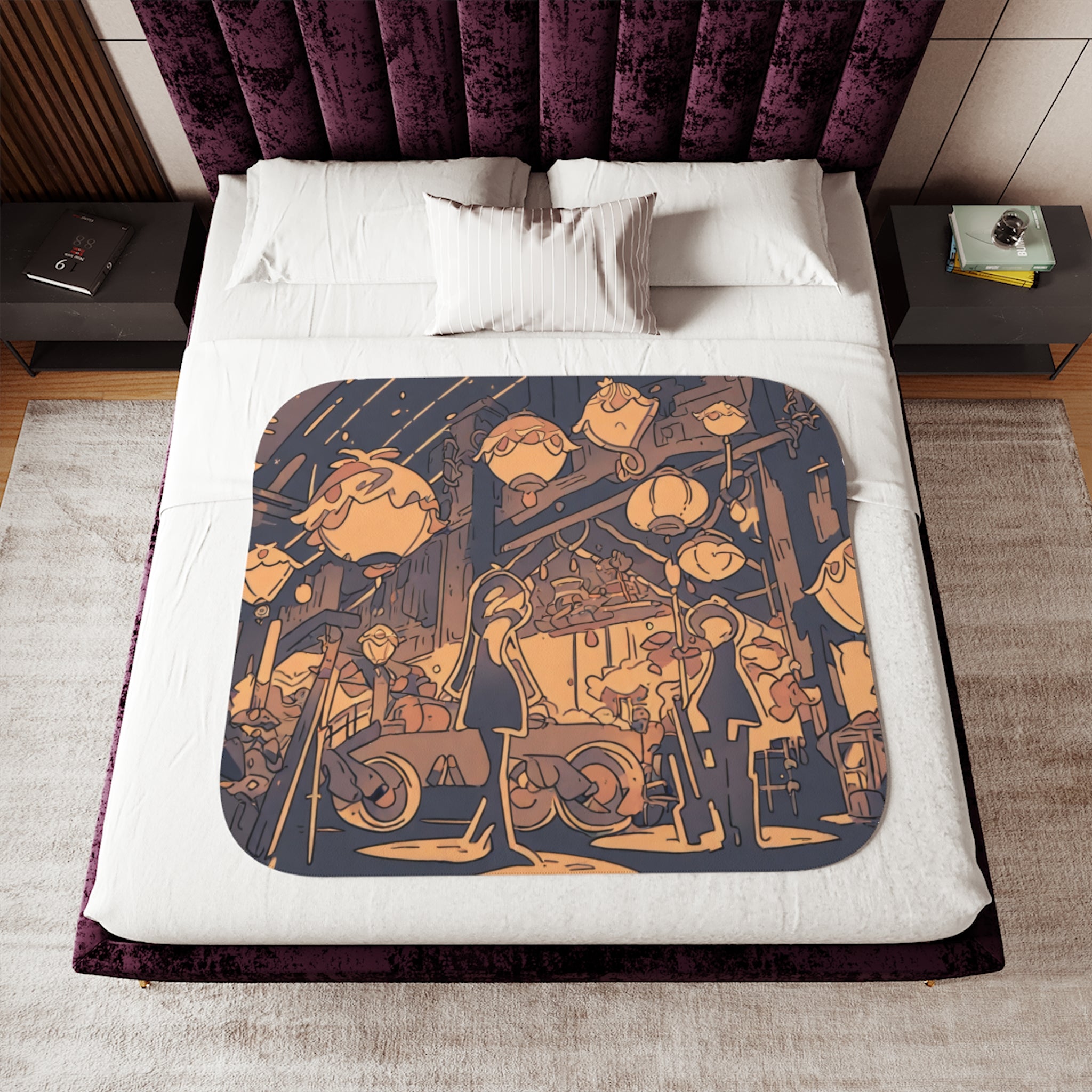 Jellyfish Lantern Painter at the Glowing Cart Sherpa Throw Blanket