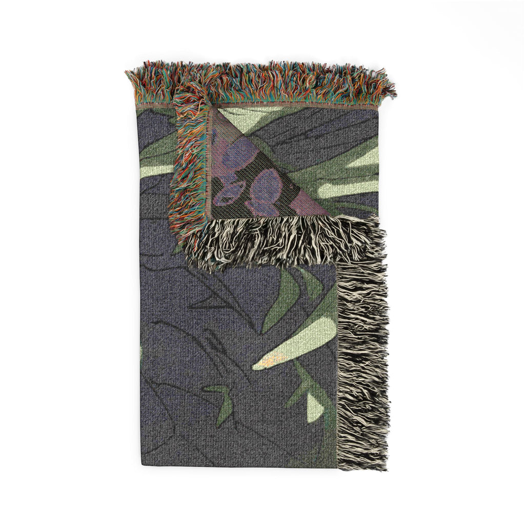 Bamboo Shoot Listener in Spring Grove Woven Throw Blanket