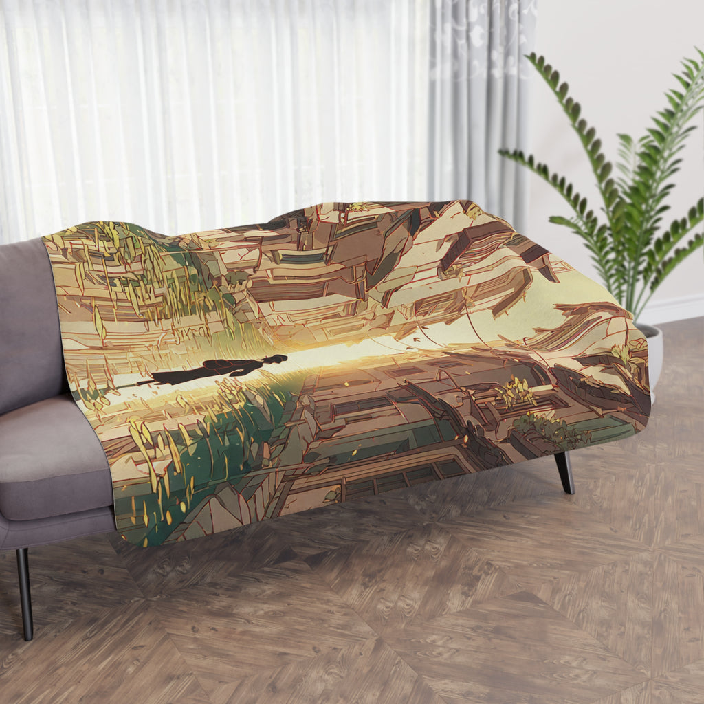 Canal Postwoman at Dawn's Edge Sherpa Throw Blanket