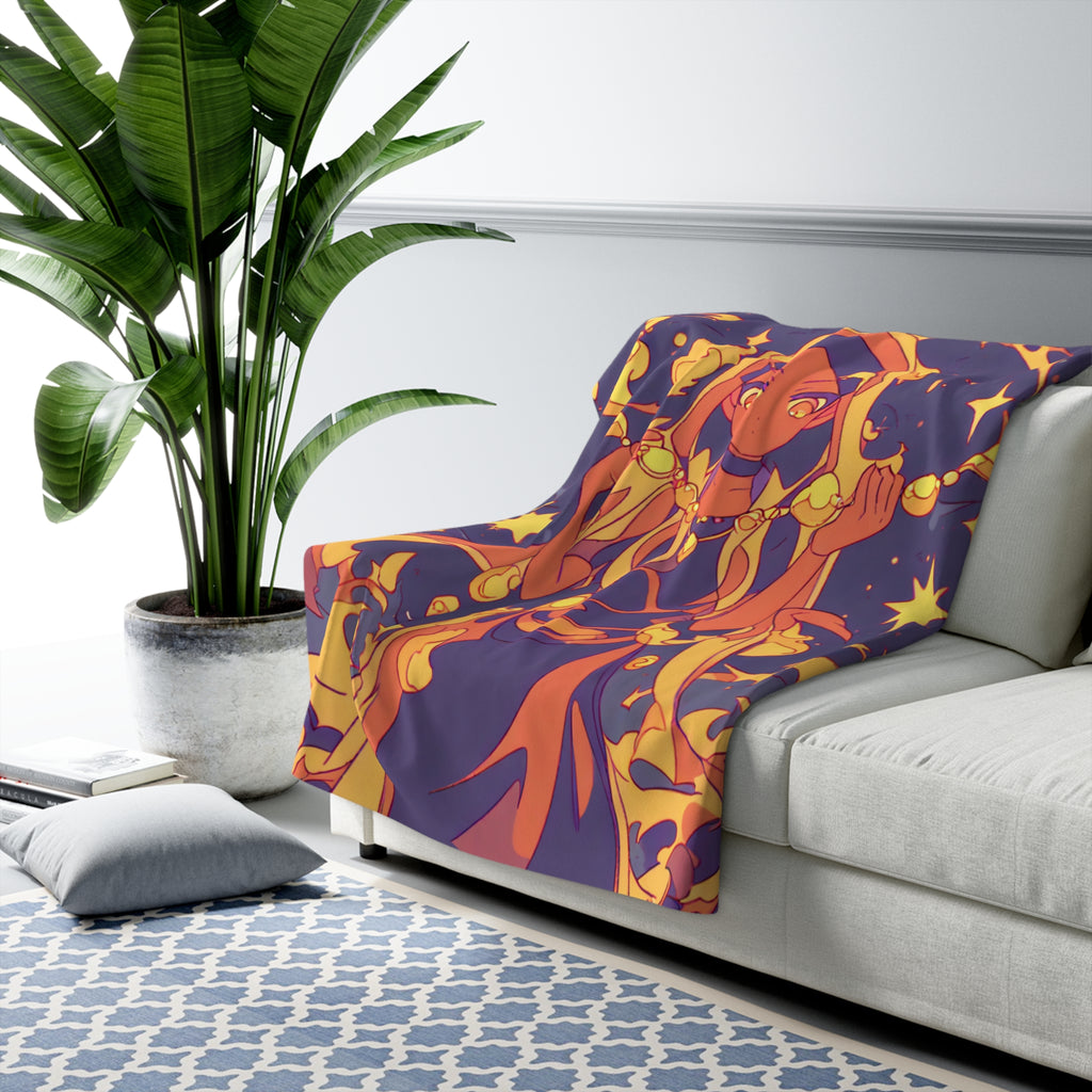 Volcanic Glass Bead Stringer Sherpa Throw Blanket