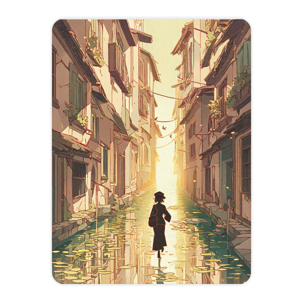 Canal Postwoman at Dawn's Edge Sherpa Throw Blanket