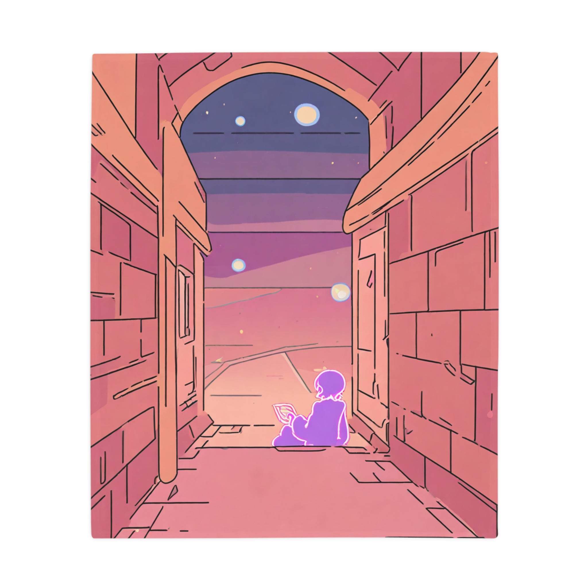 Lost Letter Reader in Lavender Alley Plush Fleece Throw Blanket