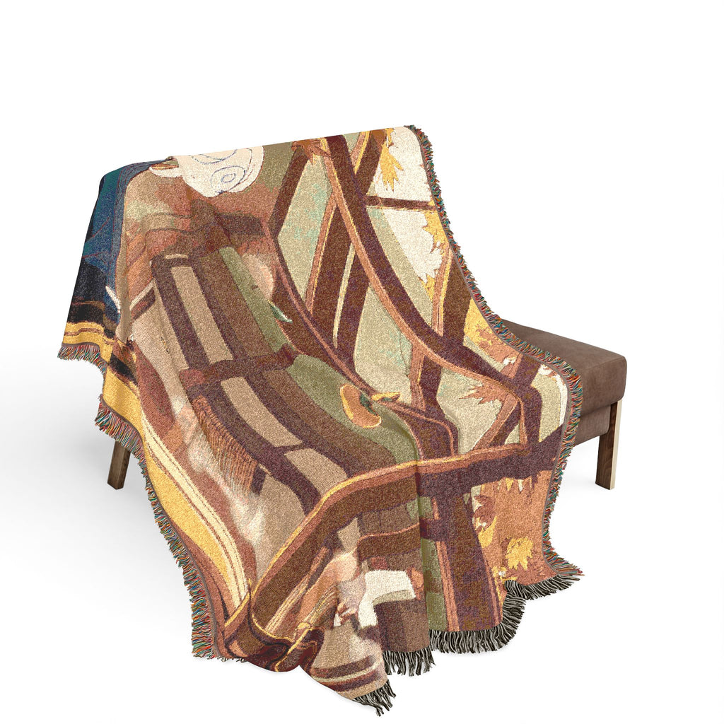Tea Blender in the Persimmon Garden Woven Throw Blanket