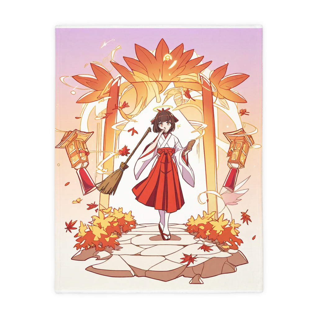 Shrine Maiden at the Autumn Gate Sherpa Throw Blanket